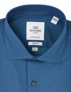 Forest & Navy Tonic Herringbone Slim Fit Dress Shirt 11 Forest & Navy Tonic Herringbone Slim Fit Dress Shirt -clothing Shop HBS1784 350.collar