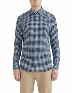 Black & Royal Dobby Gingham Slim Fit Dress Shirt