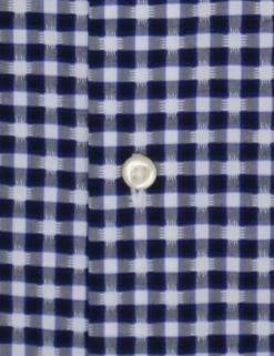 Black & Royal Dobby Gingham Slim Fit Dress Shirt -clothing Shop HBS1787 465.button