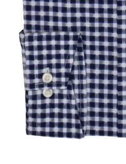 Black & Royal Dobby Gingham Slim Fit Dress Shirt -clothing Shop HBS1787 465.cuff