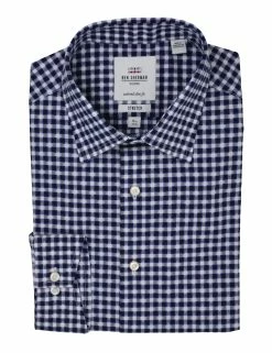 Black & Royal Dobby Gingham Slim Fit Dress Shirt -clothing Shop HBS1787 465.front