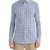 Blue & Grey Heather Check Slim Fit Dress Shirt