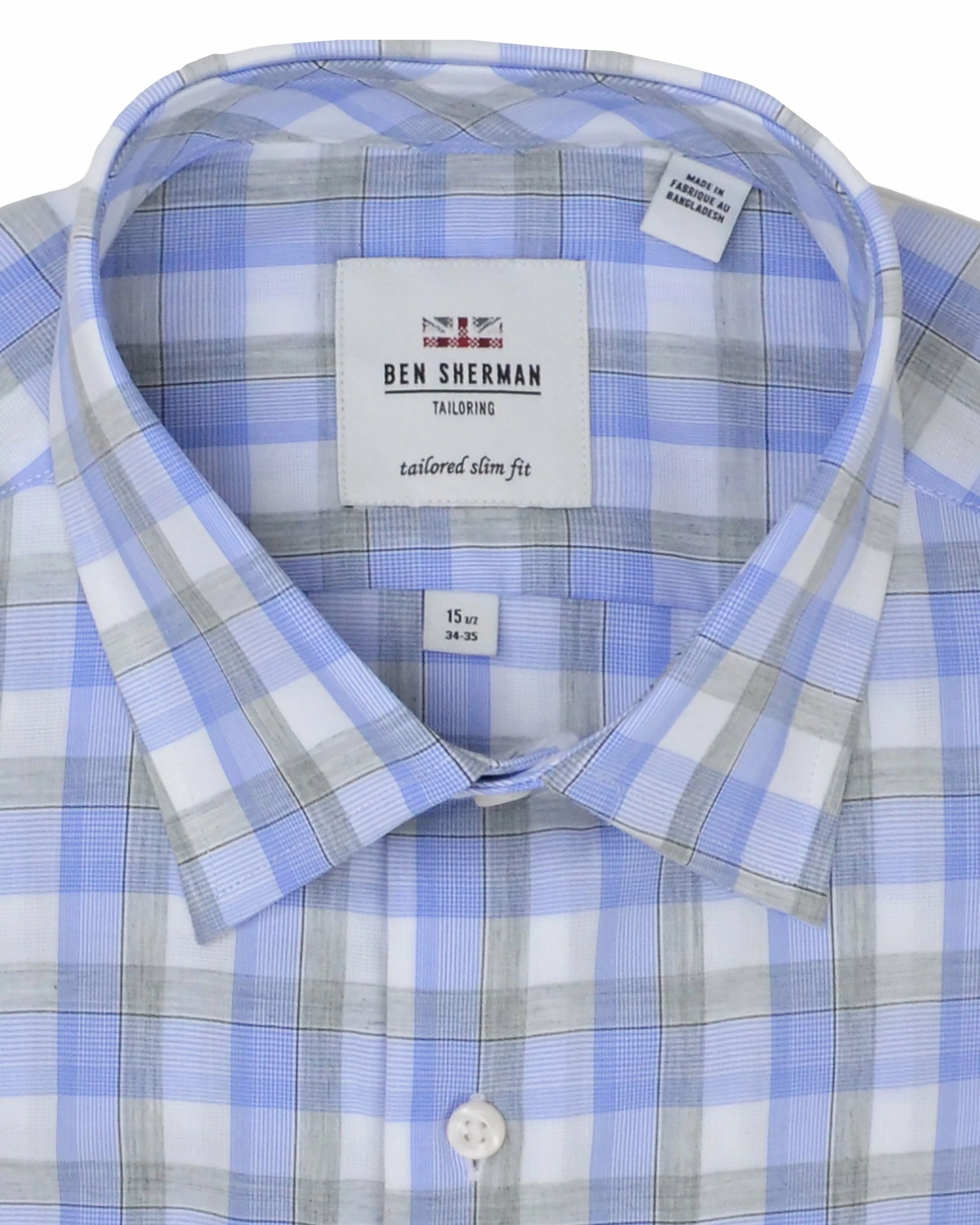 Blue & Grey Heather Check Slim Fit Dress Shirt 5 Blue & Grey Heather Check Slim Fit Dress Shirt - Image 5