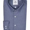Navy Dot Dobby Chambray Slim Fit Dress Shirt