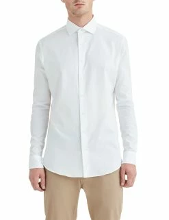 White On White Jacquard Slim Fit Dress Shirt