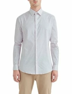 Pale Pink Floral Print Slim Fit Dress Shirt