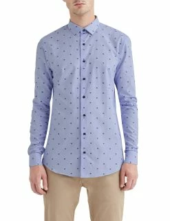 Owl Clip-Spot Fineline Skinny Fit Dress Shirt