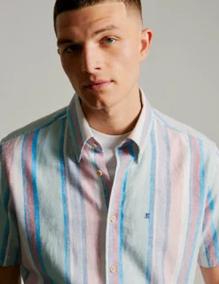 Linen Pastel Stripe Short-Sleeve Shirt 10 Linen Pastel Stripe Short-Sleeve Shirt -clothing Shop LOOK 002 1497 20copy m5qpki