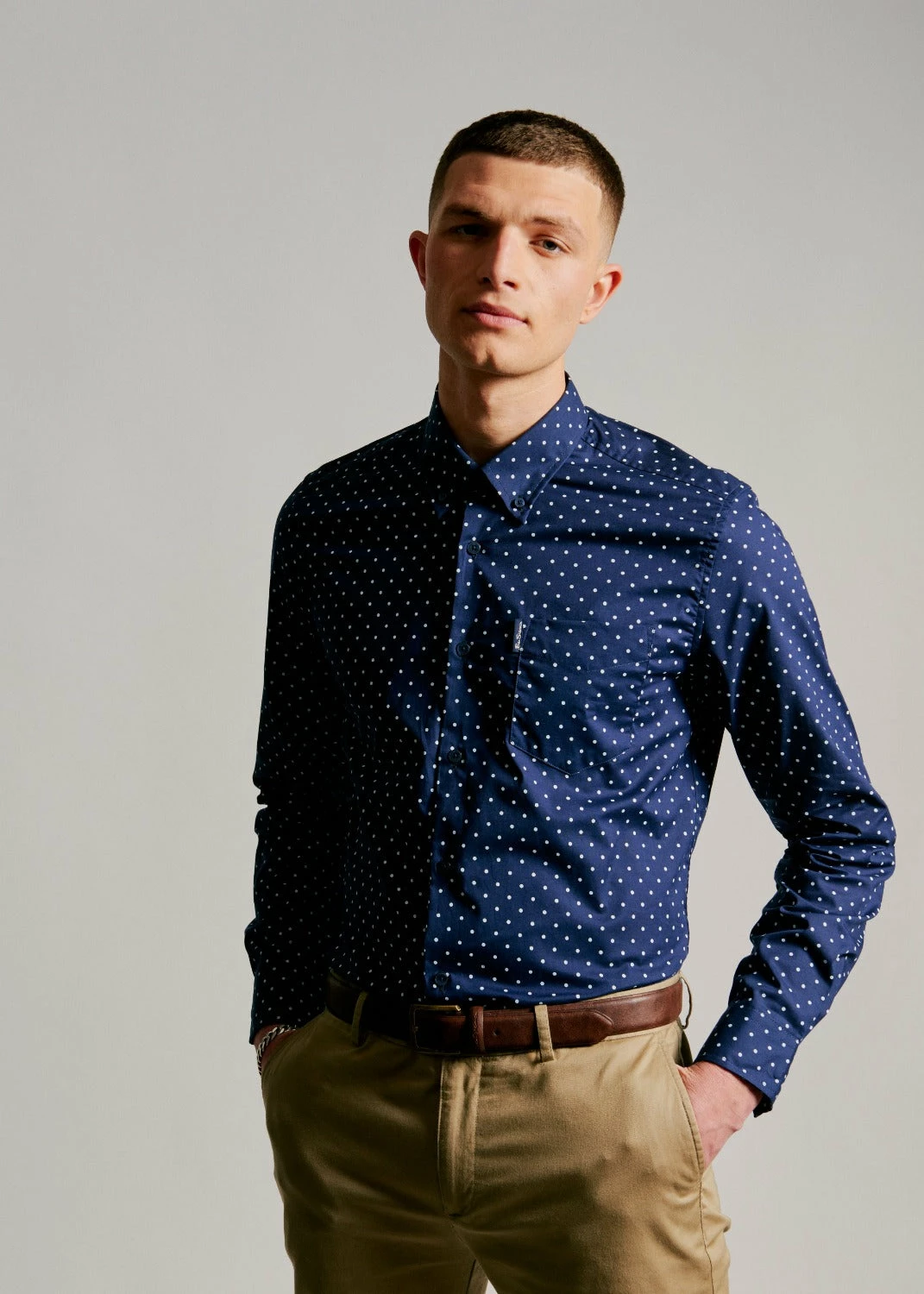 Navy Polka Dot Print Long-Sleeve Shirt 6 Navy Polka Dot Print Long-Sleeve Shirt - Image 6