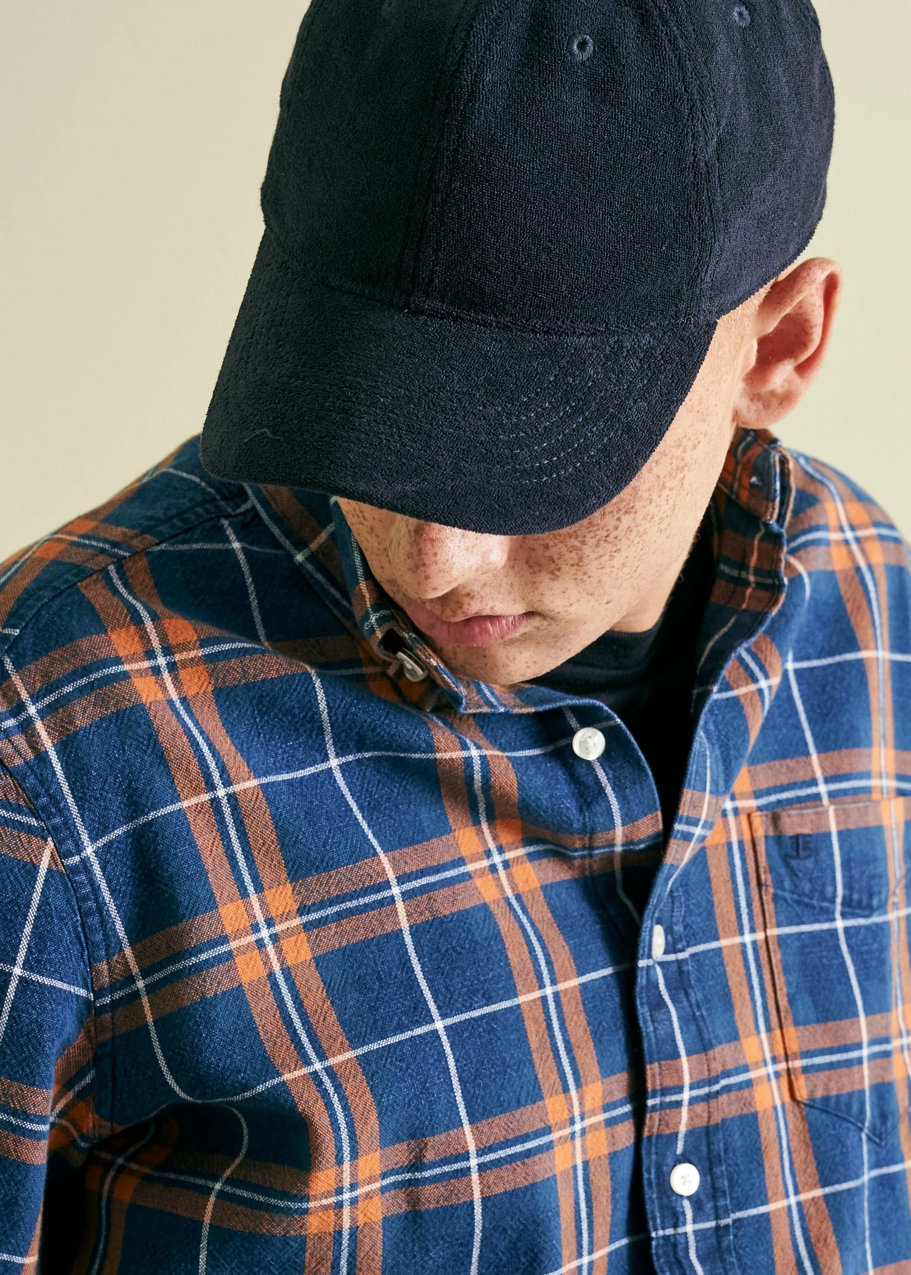 Dalston Blues Grindle Overshirt - Indigo Orange Check 6 Dalston Blues Grindle Overshirt - Indigo Orange Check - Image 6
