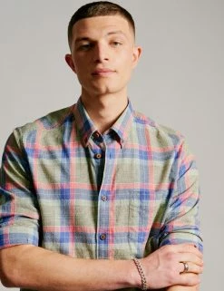 Pastel Check Seersucker Long-Sleeve Shirt