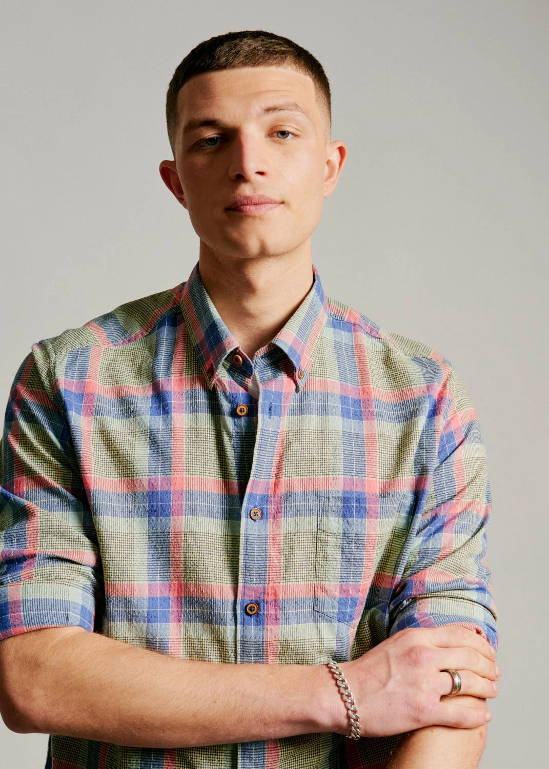 Pastel Check Seersucker Long-Sleeve Shirt 1 Pastel Check Seersucker Long-Sleeve Shirt