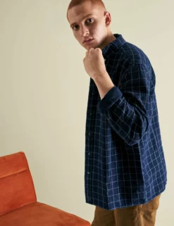 Dalston Blues Beatnik Wash Overshirt - Indigo Check -clothing Shop LOOK 009 16