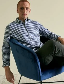 House Poplin Gingham Shirt - Navy
