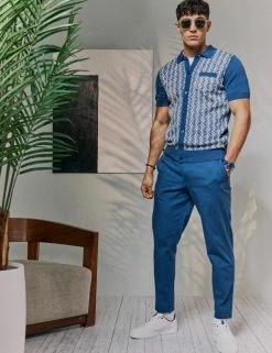 Geo Jacquard Knit Button-Down Polo -clothing Shop Look 002 319 CC ymv3pv