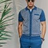 Geo Jacquard Knit Button-Down Polo