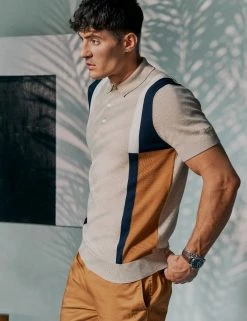 Signature Colorblock Mod Knit Polo - Sand