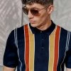 Signature Mod Knit Stripe Polo - Navy