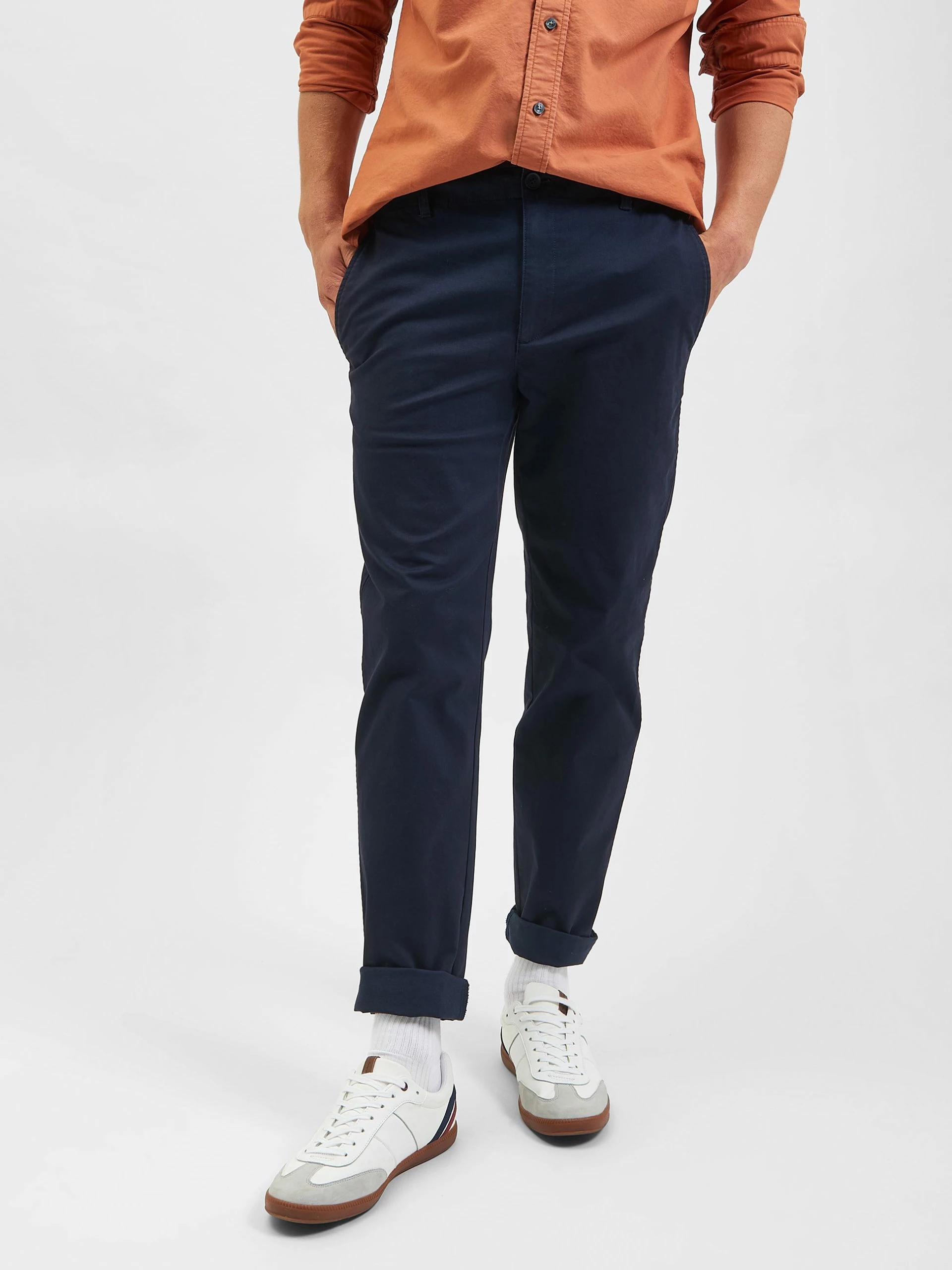Slim Tapered Drawcord Chino Pant - Navy 1 Slim Tapered Drawcord Chino Pant - Navy