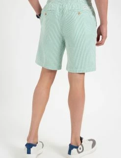 Seersucker Slim Fit Bengal Stripe Short - Green/Ecru -clothing Shop M150BEN0007Green Ecru BM 3 scaled