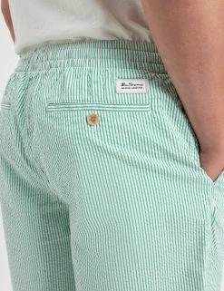 Seersucker Slim Fit Bengal Stripe Short - Green/Ecru -clothing Shop M150BEN0007Green Ecru BM 4 scaled