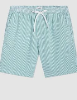 Seersucker Slim Fit Bengal Stripe Short - Green/Ecru