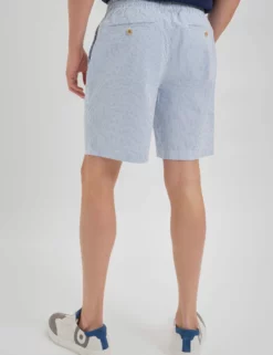 Seersucker Slim Fit Bengal Stripe Short - Light Blue/Ecru 6 Seersucker Slim Fit Bengal Stripe Short - Light Blue/Ecru -clothing Shop M150BEN0007LightBlue Ecru BM 3 scaled