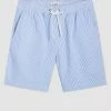 Seersucker Slim Fit Bengal Stripe Short - Light Blue/Ecru