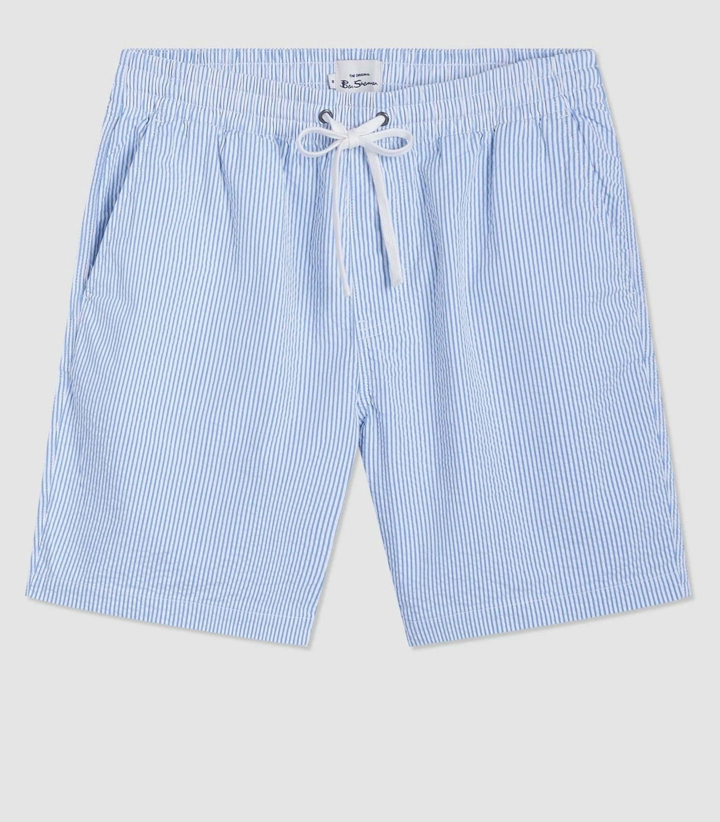 Seersucker Slim Fit Bengal Stripe Short - Light Blue/Ecru 1 Seersucker Slim Fit Bengal Stripe Short - Light Blue/Ecru