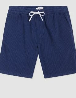 Seersucker Slim Fit Bengal Stripe Short - Navy