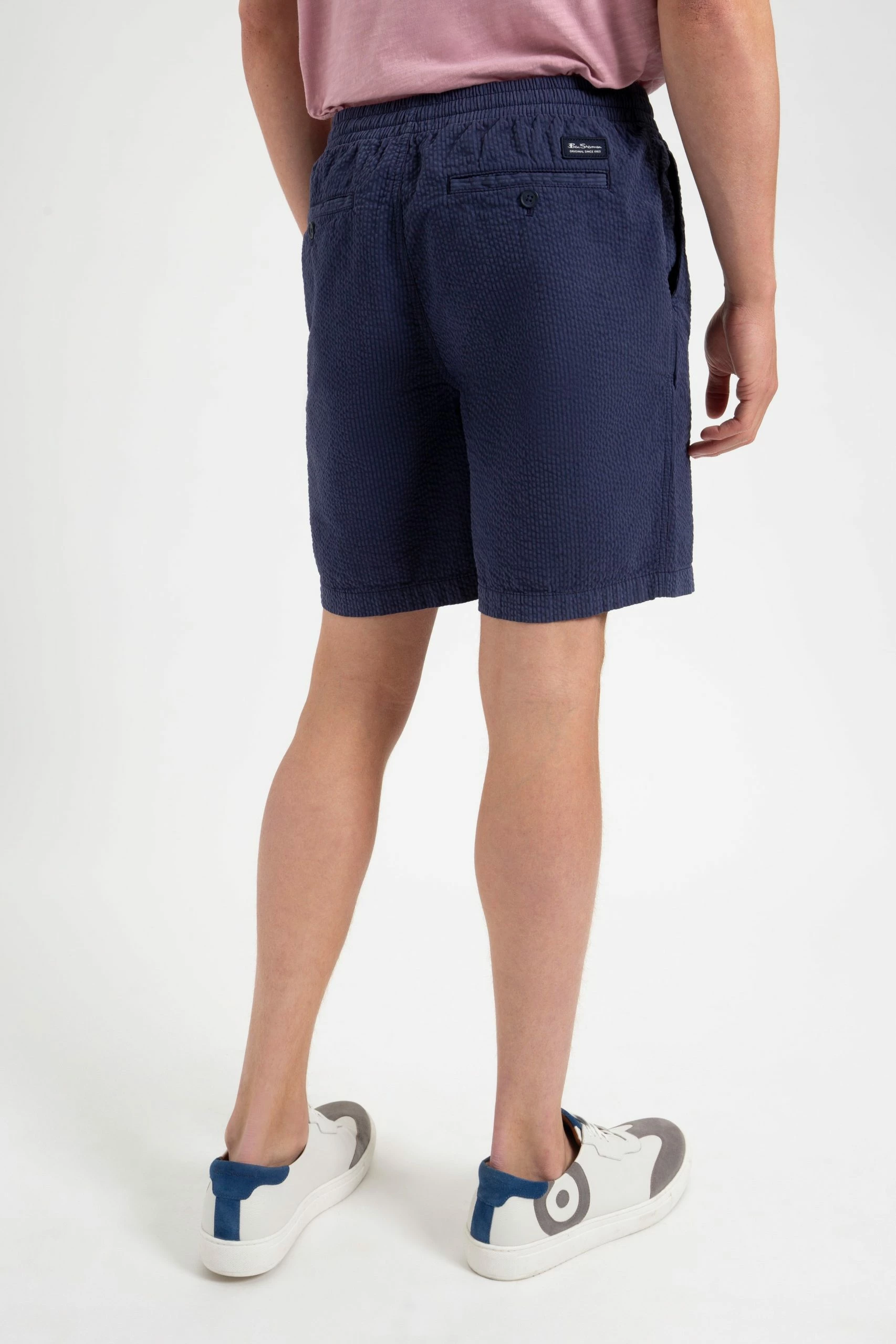 Seersucker Slim Fit Bengal Stripe Short - Navy 4 Seersucker Slim Fit Bengal Stripe Short - Navy - Image 4