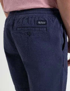 Seersucker Slim Fit Bengal Stripe Short - Navy 9 Seersucker Slim Fit Bengal Stripe Short - Navy -clothing Shop M150BEN0007Navy Overdyed BM4 scaled