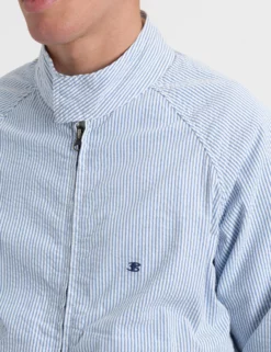 Seersucker Bengal Stripe Harrington Jacket - Light Blue/Ecru -clothing Shop M202BEN0005LightBlueEcru BM5 scaled