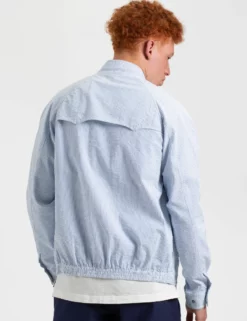 Seersucker Bengal Stripe Harrington Jacket - Light Blue/Ecru -clothing Shop M202BEN0005LightBlueEcru BM7 scaled