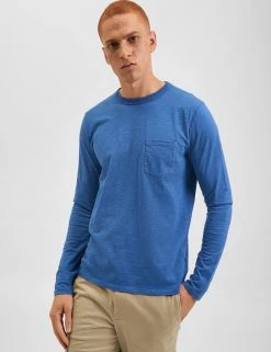 Garment Dye Beatnik Long-Sleeve T-Shirt - Mid Blue -clothing Shop M331BEN0001 MIDBLUE 4 s