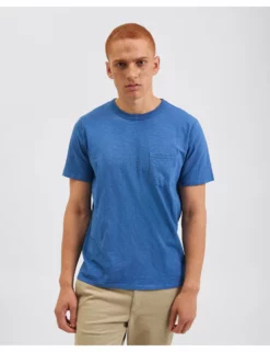 Garment Dye Beatnik Short-Sleeve T-Shirt - Mid Blue -clothing Shop M335BEN0001 MIDBLUE 4