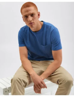 Garment Dye Beatnik Short-Sleeve T-Shirt - Mid Blue -clothing Shop M335BEN0001 MIDBLUE 6