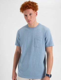Garment Dye Beatnik Short-Sleeve T-Shirt - Pale Blue -clothing Shop M335BEN0004PALEBLUEINDIGO BM 2