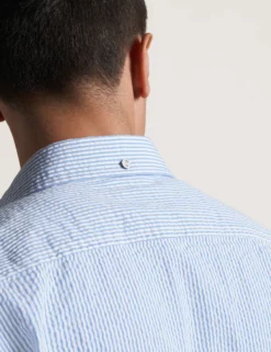 Seersucker Short Sleeve Bengal Stripe Shirt - Light Blue/Ecru 12 Seersucker Short Sleeve Bengal Stripe Shirt - Light Blue/Ecru -clothing Shop M4007BEN0012 477 h3hees scaled