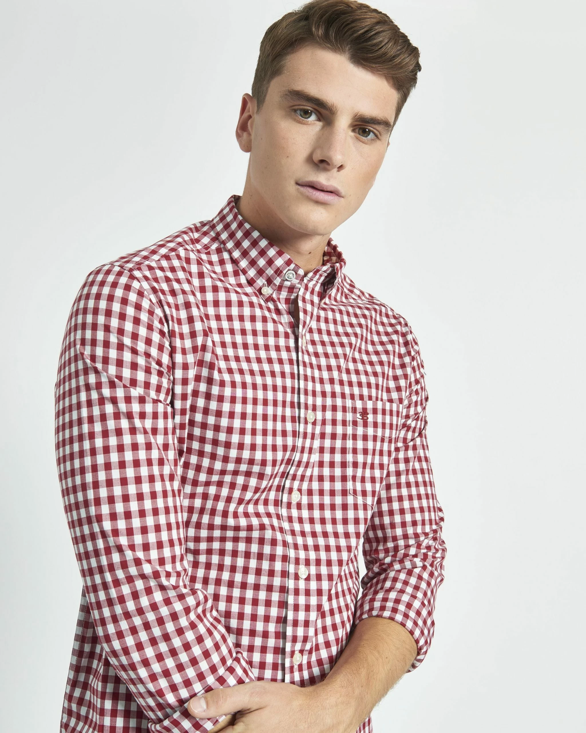 House Poplin Gingham Shirt - Merlot 1 House Poplin Gingham Shirt - Merlot