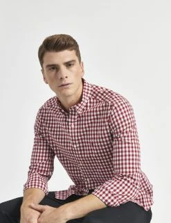 House Poplin Gingham Shirt - Merlot 10 House Poplin Gingham Shirt - Merlot -clothing Shop M401BEN0001 MERLOTGINGHAM BM 1997 1 scaled