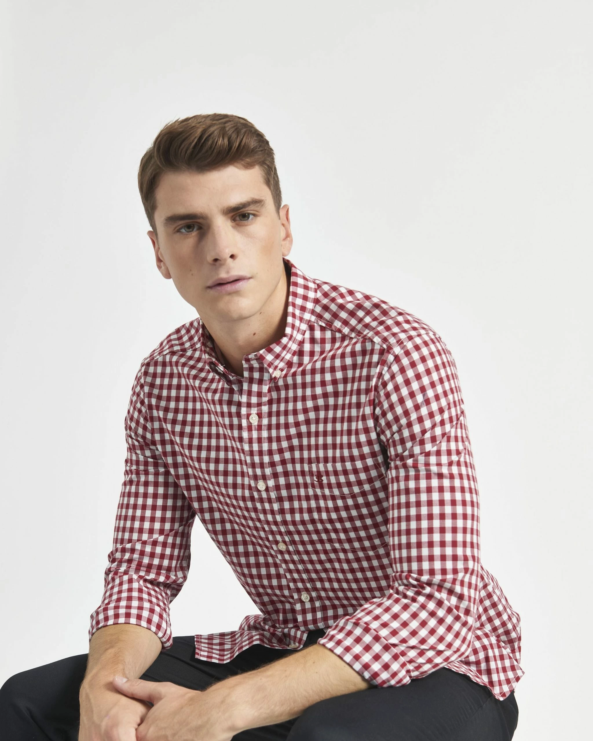 House Poplin Gingham Shirt - Merlot 3 House Poplin Gingham Shirt - Merlot - Image 3