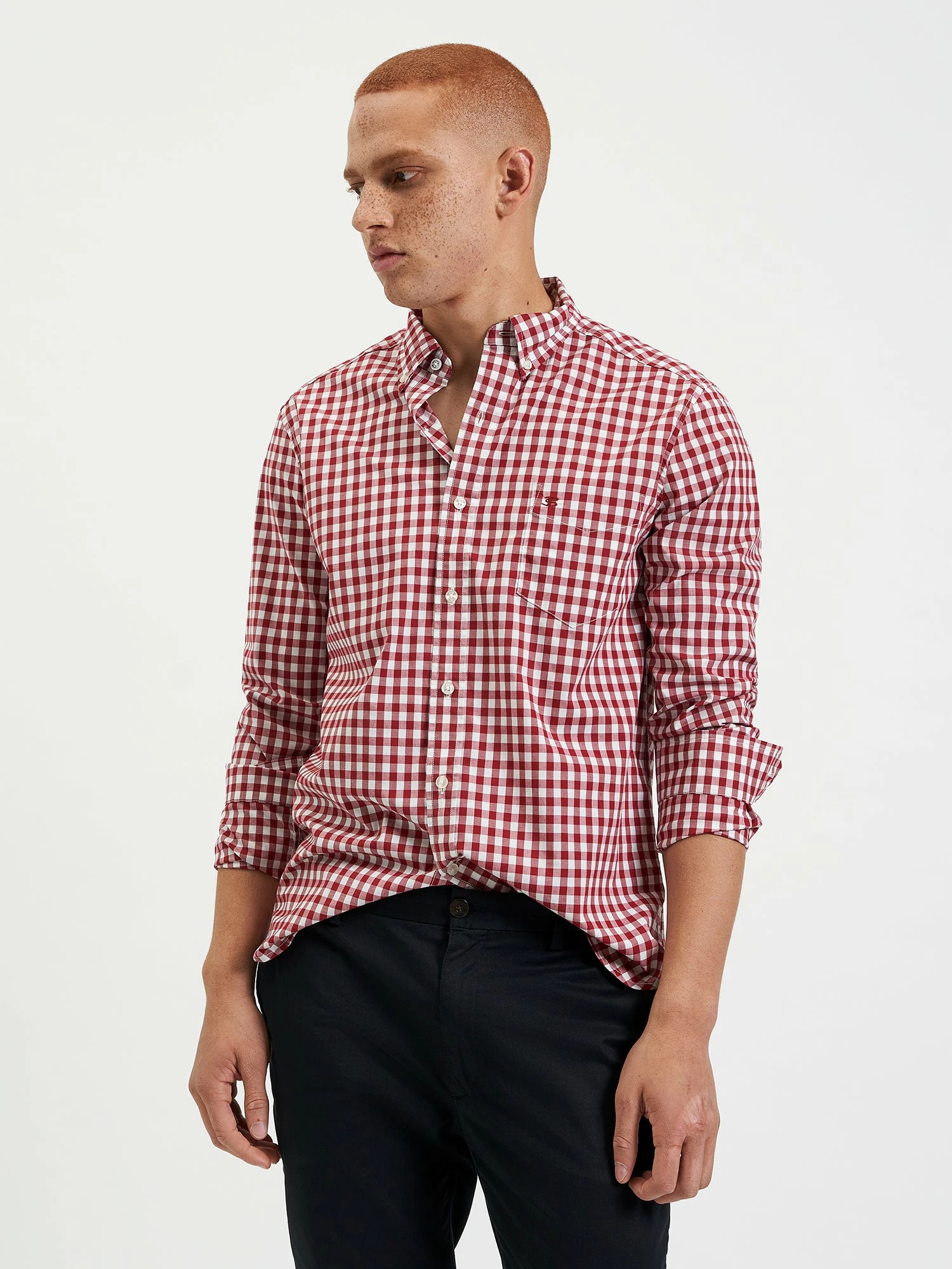 House Poplin Gingham Shirt - Merlot 5 House Poplin Gingham Shirt - Merlot - Image 5