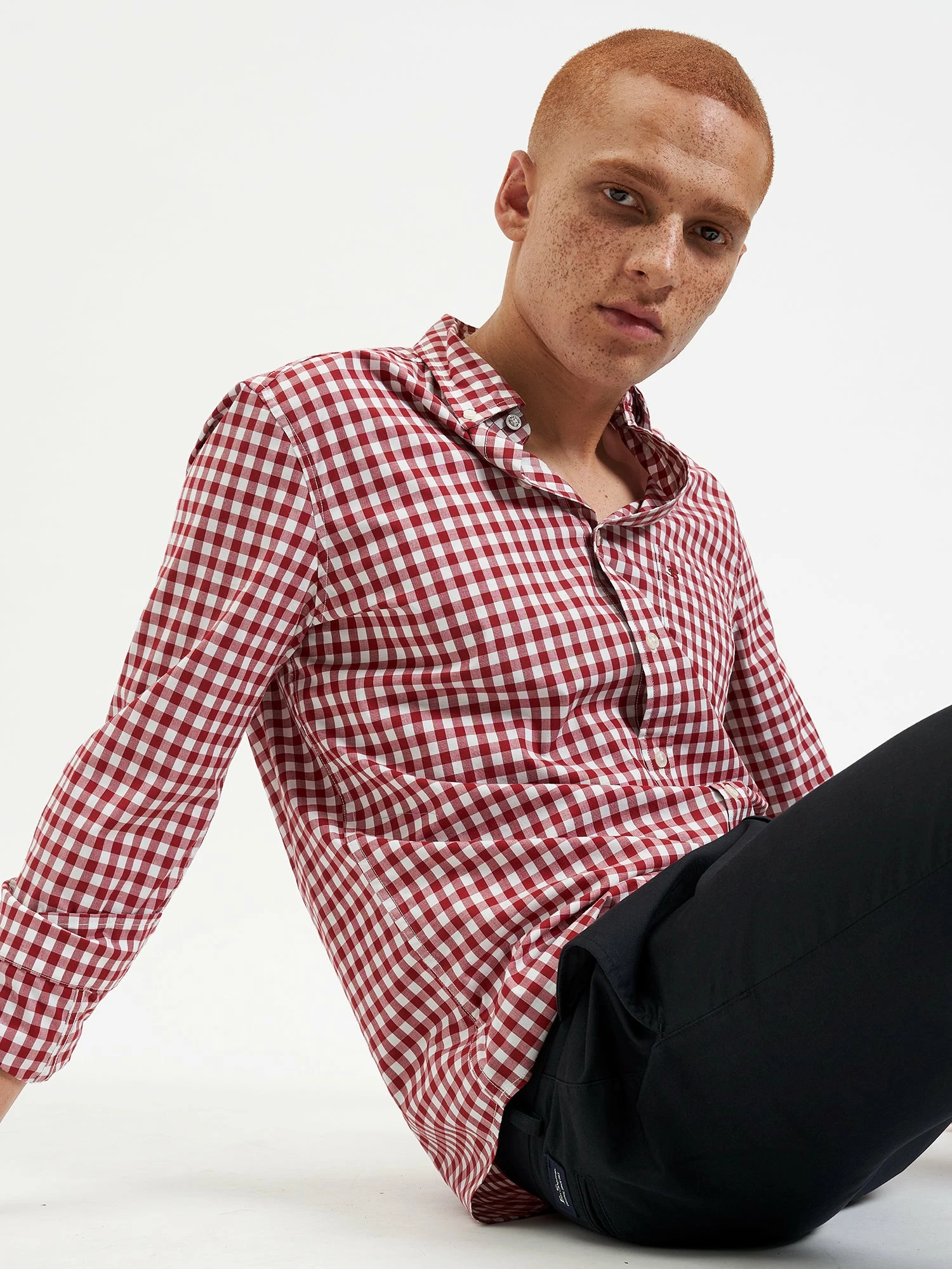 House Poplin Gingham Shirt - Merlot 7 House Poplin Gingham Shirt - Merlot - Image 7