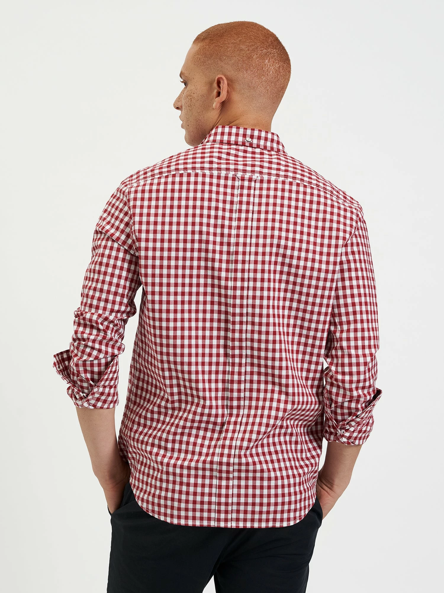 House Poplin Gingham Shirt - Merlot 6 House Poplin Gingham Shirt - Merlot - Image 6