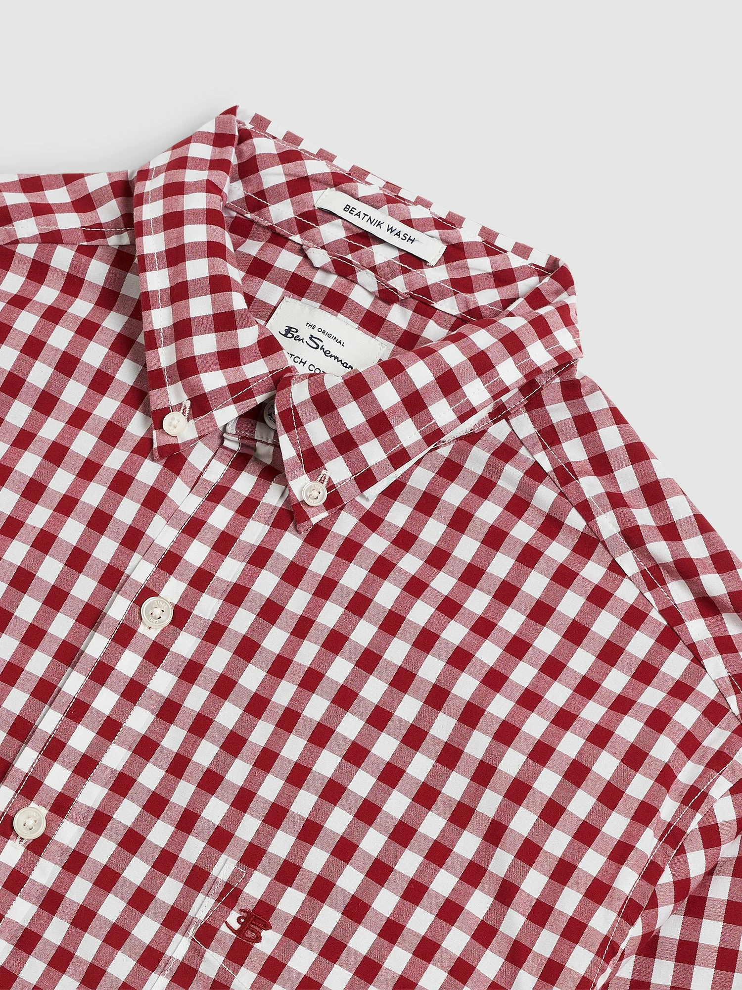 House Poplin Gingham Shirt - Merlot 2 House Poplin Gingham Shirt - Merlot - Image 2