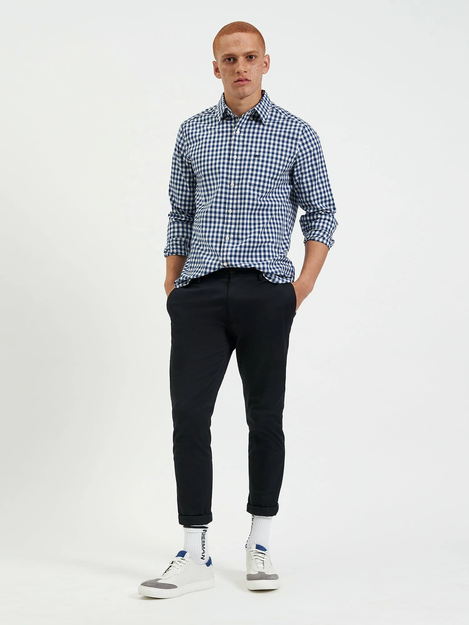 House Poplin Gingham Shirt - Navy 5 House Poplin Gingham Shirt - Navy - Image 5