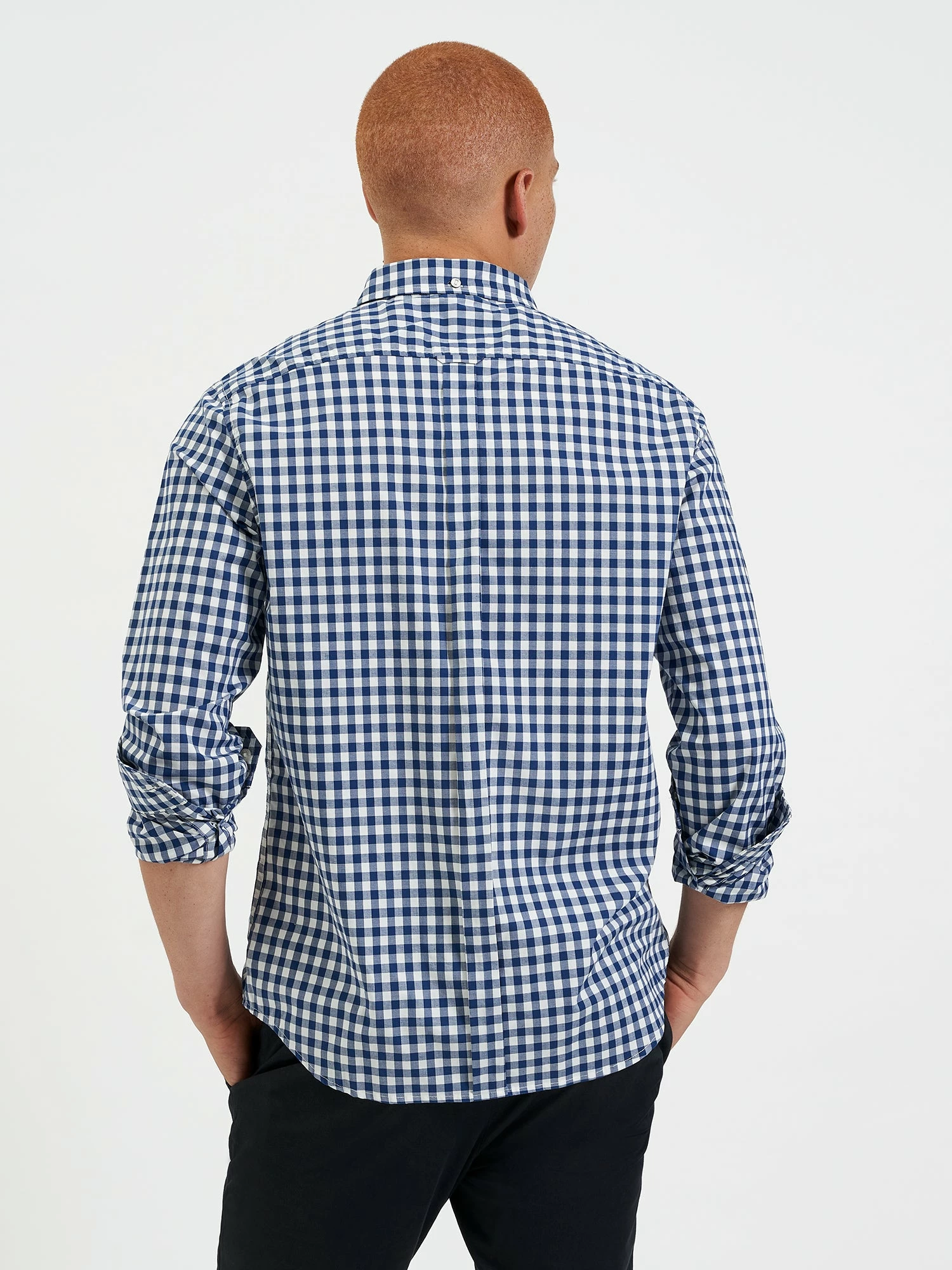 House Poplin Gingham Shirt - Navy 4 House Poplin Gingham Shirt - Navy - Image 4