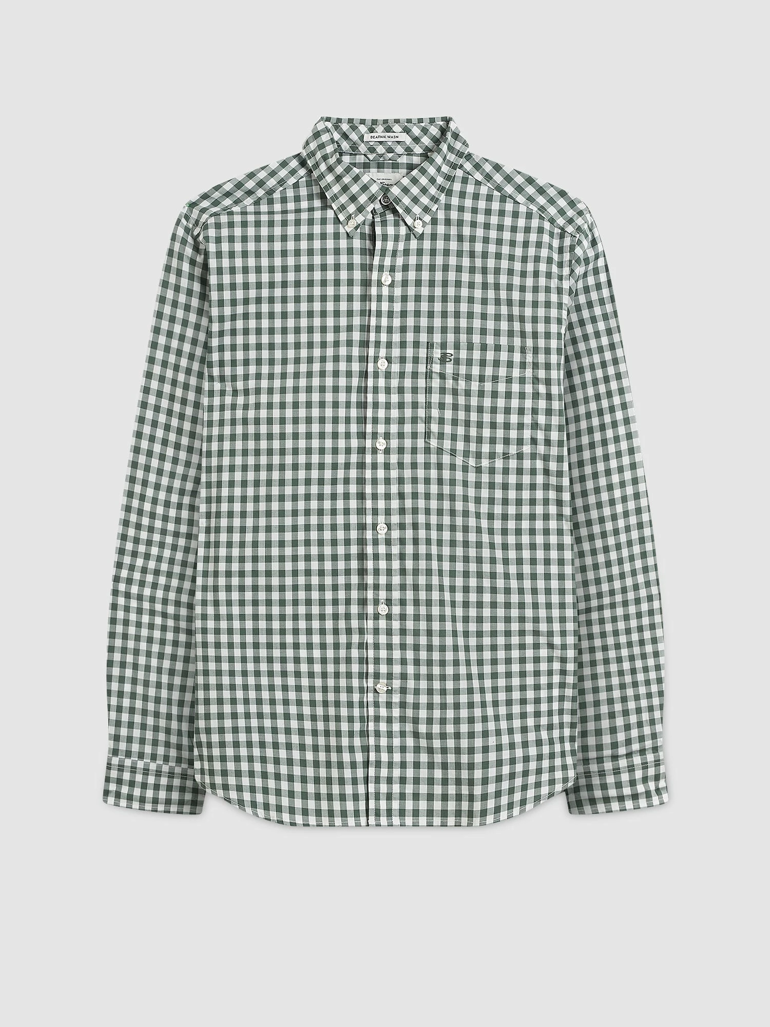 House Poplin Gingham Shirt - Olive 3 House Poplin Gingham Shirt - Olive - Image 3