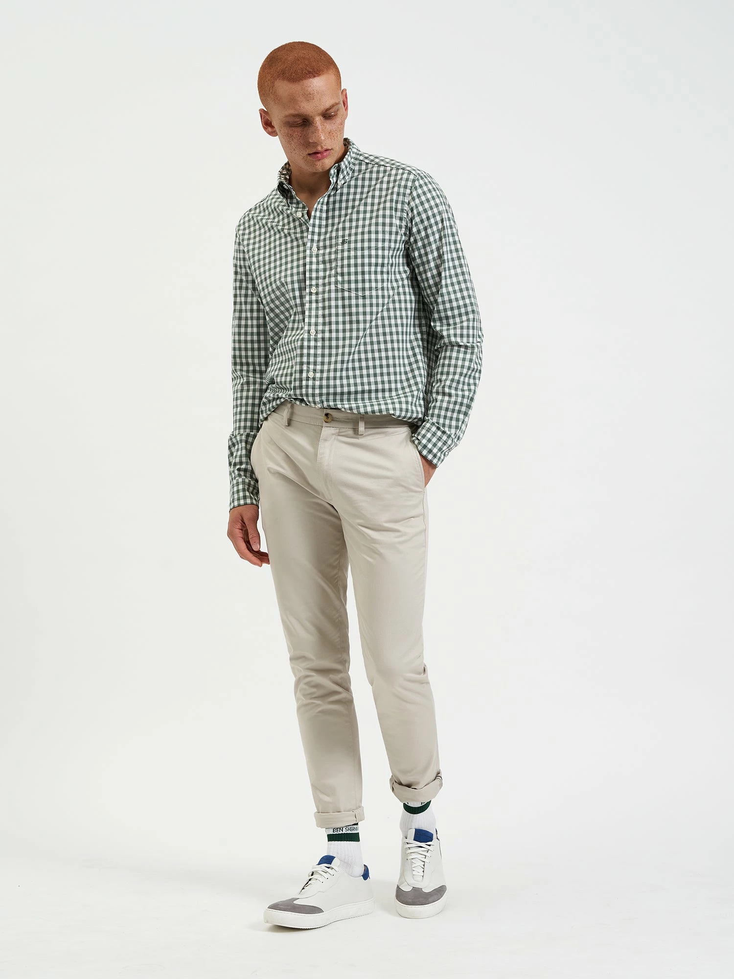 House Poplin Gingham Shirt - Olive 6 House Poplin Gingham Shirt - Olive - Image 6